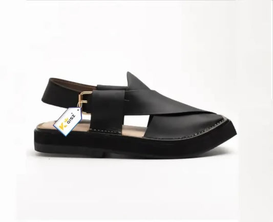 Black Matte Kaptaan Chappal  Peshawari Chappal