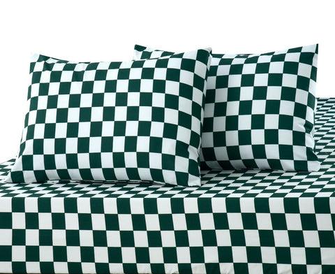 Fitted-Bed-Sheet-Green-Chess-Apricot-6440