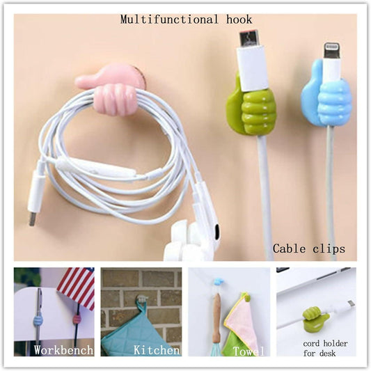 10-Piece Silicone Thumb Wall Hooks: Versatile Cable Organizer Clips, Key Holders, and Utility Storage Solution – No Punching, No Nails Required - ValueBox