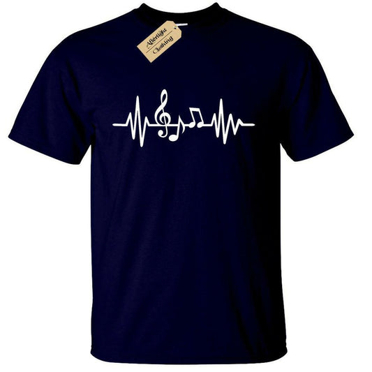 Musica Cuore Beat T-Shirt Uomo Musicista Fascia Grunge Rock Singer Ekg Onda Line - ValueBox