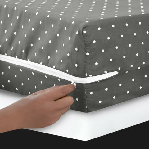 Zipper-Mattress-Cover-Printed-Grey-Polka-Apricot-5308