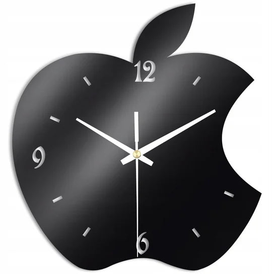 badgeMade by Gift City - Apple 3D Silent Wooden Wall Clock - Home & Office Decor - Laser Cut