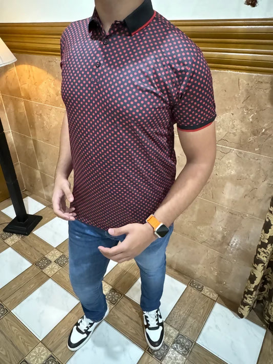 ZA Red Dots Print Jesry Polo