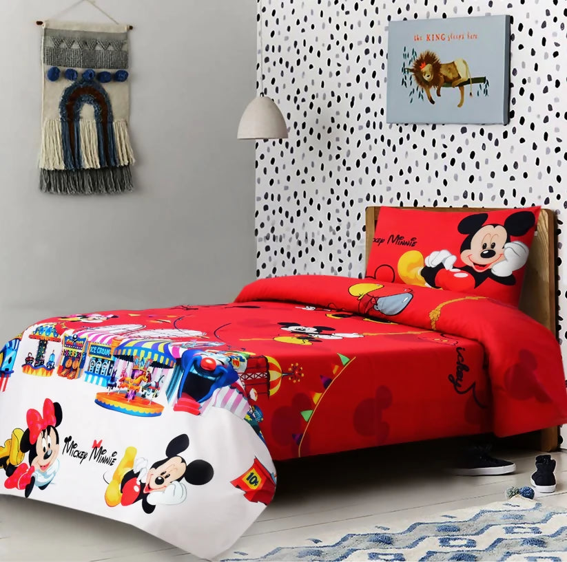 Digital-Printed-Junior-Single-Bed-Sheet-Mickey-Minnie-Apricot-1646