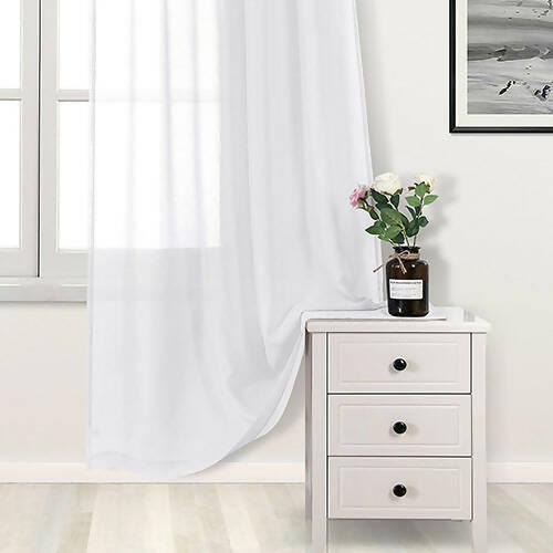 Durable Fabric Net Curtains White ( 2 Curtain Set ) - ValueBox