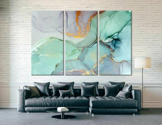 Teal Marble (3 Panel) Abstract Wall Art - ValueBox