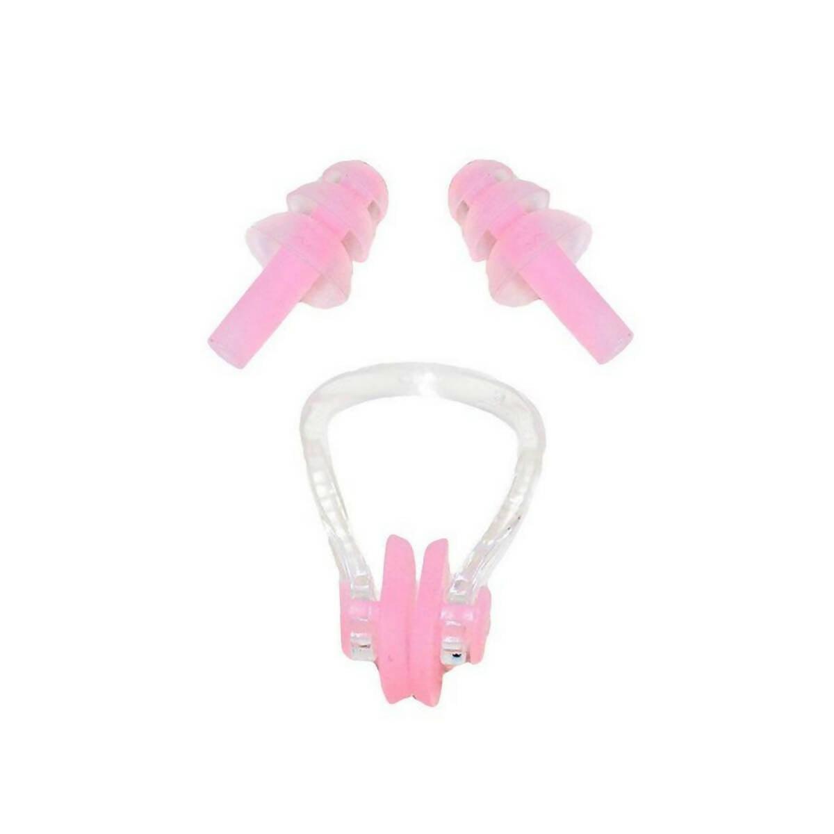 Soft Silicone Swimming Set Waterproof Nose Clip Ear Plug Set with Protective Case - Pink - ValueBox