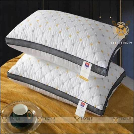 Premium Embroidered Bed Pillow With Filling - 1 Pair (Pack Of 2 Pillows) - ValueBox