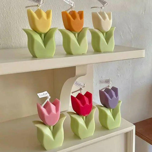 Large Tulip Flower Scented Candles (Beautiful Colorful Candles fully Handmade and Premium) - ValueBox