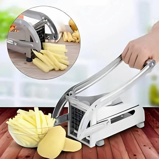 Stainless Steel Potato Chips Cutter Chipper Vegetable French Fries Maker Machine for French Fries Potato Cutter Slicer Vegetables Cucumber Carrot Onion French Fry Cutter with 2 Blades