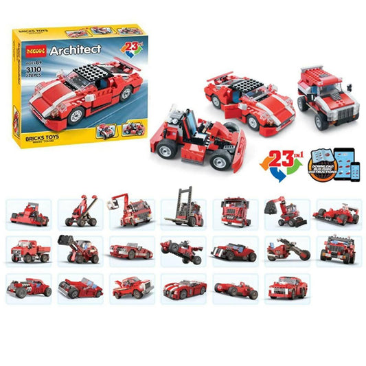 Decool: Architect Creator - 23 in 1 - Red Super Speedster Race Car Building Blocks Set - 3110 - ValueBox