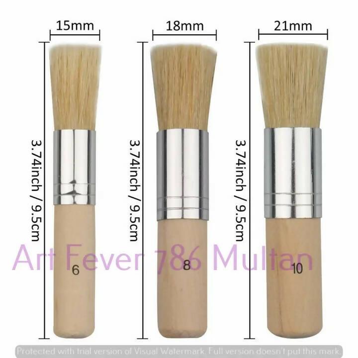 Wooden Stencil Brush, Natural Bristle Brushes Perfect for Acrylic Painting, Oil Painting, Watercolor Painting, Stencil Project, Card Making and DIY Art Crafts (Set of 3). - ValueBox