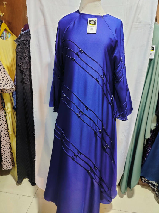 Blue lining abaya with beautiful stone work