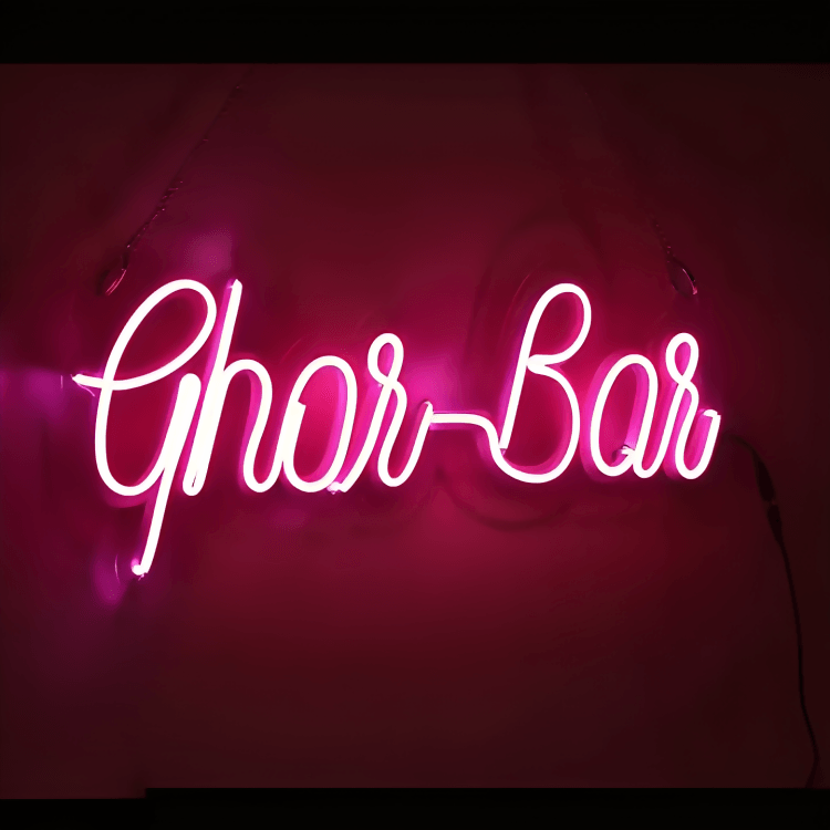 Ghar-bar Neon Sign Board Glow Neon Light Wall Signboards Led Sign Boards for Shop Restaurant Room Decoration - ValueBox