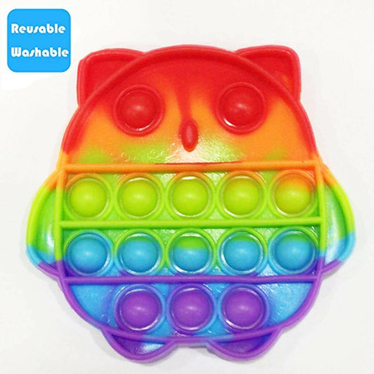 Push Pop Bubble Fidget Spinner Pop It Silicone Toy - 4 inches - New Rainbow Owl