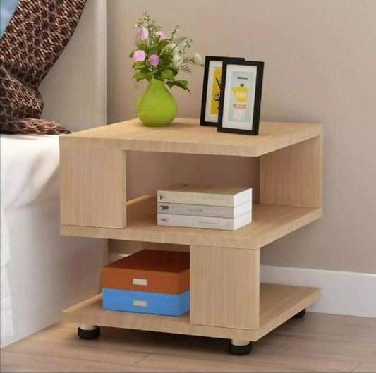 Cubic End Table Wooden Bedside Table,3-Tier Open Shelves Nightstand Storage Table Modern Lacquer Nightstand for Bedroom Sofa Side Table Light Walnut 40x40x45cm m - ValueBox