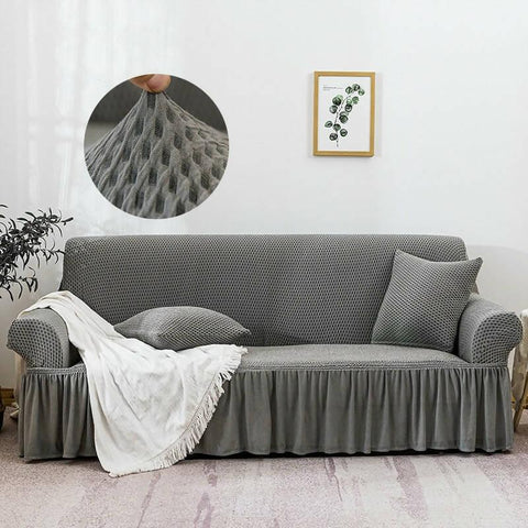 Turkish Style Sofa cover - Frill sofa cover 1 seater , 2 seater , 3 seater , 5 seater , 6 seater , 7 seater - jersey fabric , Dust Resistant fabric , Washable ( standard size ) - ValueBox