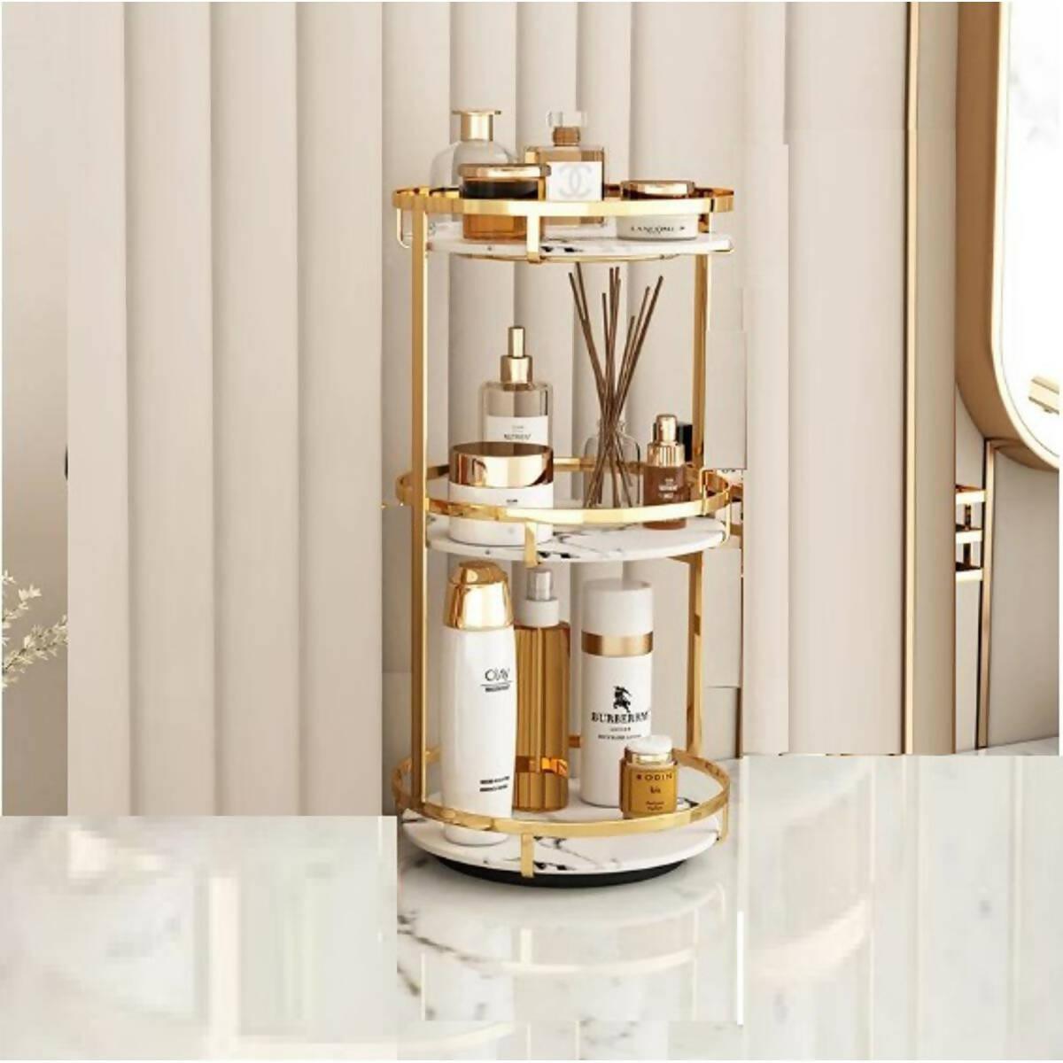 Nordic Metal Cosmetic Organizer Round Storage Rack Desktop Makeup Skin Care Products Finishing Bathroom Shelf Organizer - ValueBox