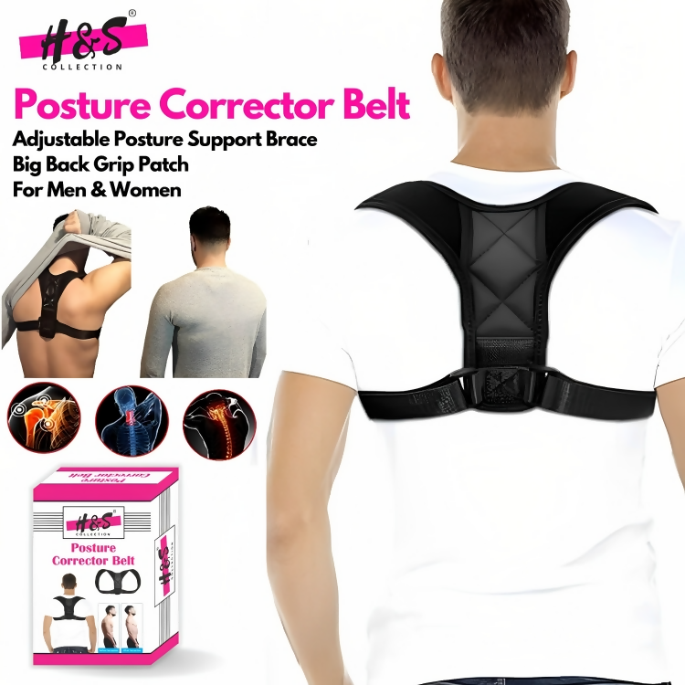 Body Posture Corrector Belt - Shoulder Support Relief and Back Pain Relief Belt - Adjustable Posture Support Brace for Men and Women