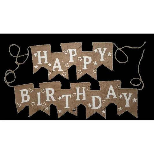 EdelWay Happy Birthday Decoration, Eco Friendly Made From Jute, European Imported, Garland Jhandian Set For Living Room Decor, Jute Pennant Chain Birthday,Decoration, Happy Birthday Decoration
