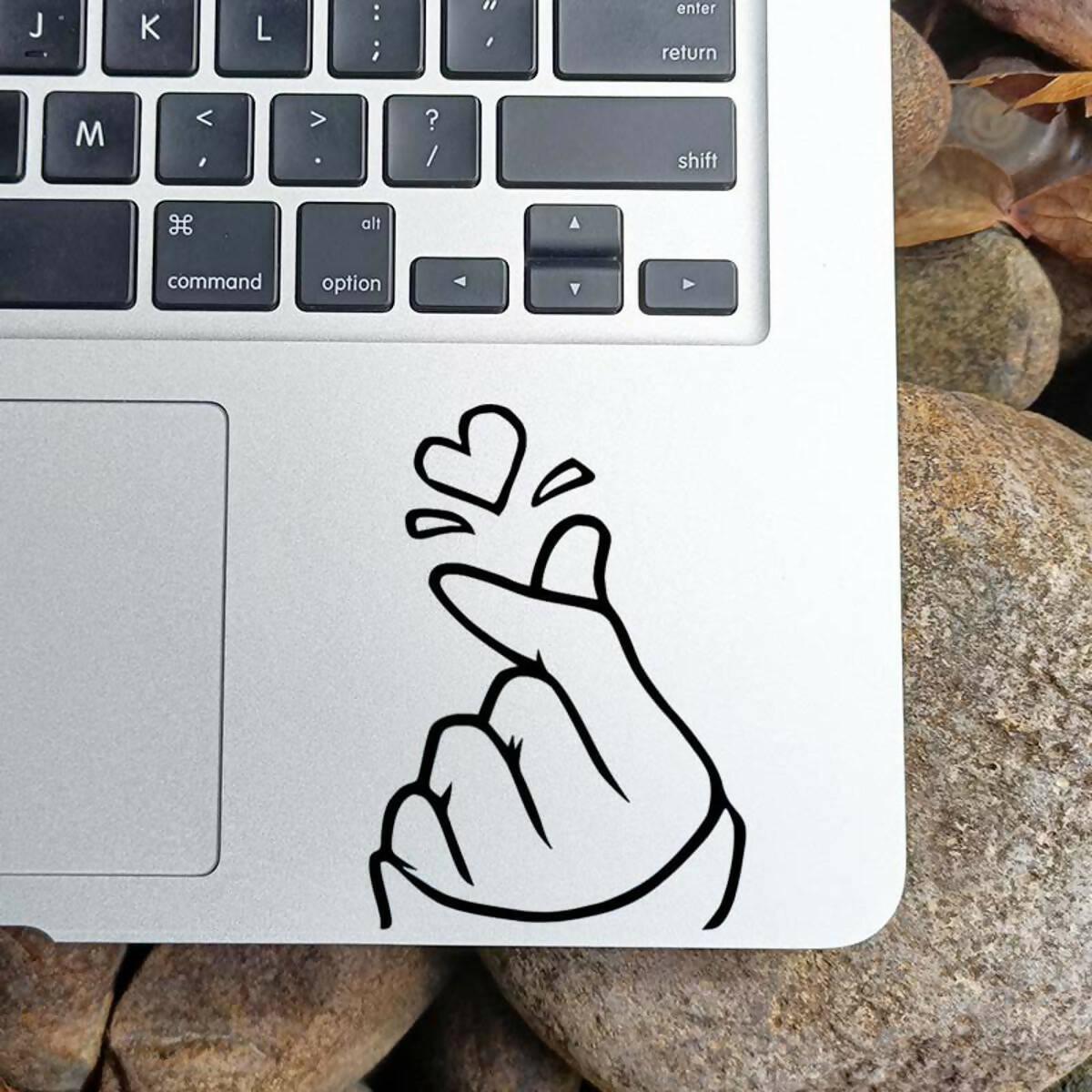 BTS Logo Finger Heart Love Korea Sign Vinyl Decal Laptop Sticker, Laptop Stickers for Boys and Girls, Bike Stickers, Car Bumper Stickers by Sticker Studio - ValueBox