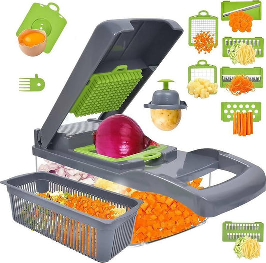 10 in 1 Multifunctional Kitchen Food Cutter & Grater Vegetable Slicing Shredding Tool for Vegetables, Potato, Cucumbers, Carrots-QS Mart - ValueBox