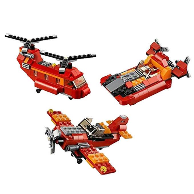 Decool Architect Creator - 3 in 1 - Red Rotors Helicopter Building Blocks Set - 3107 - ValueBox