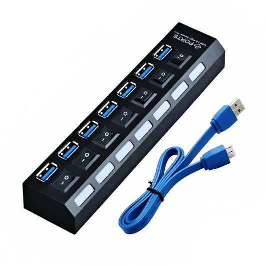 USB Hub 7 Port 3.0 Speed Original Portable Super Fast 5 Gbps High Speed Stylish Mobile OTG Laptop PC - ValueBox