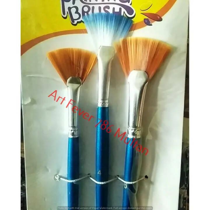 Fan Brush set Of 3 for Artists No. 2, 4, 6 For oil and Acrylic Paints - ValueBox