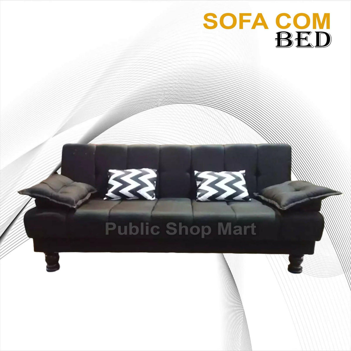 Sofa Cumbed 3 Seater Black Jute & Valvet Costumize - ValueBox