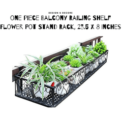 One Piece Balcony Railing Shelf Flower Pot Stand Rack, 23.5 Inches - ValueBox