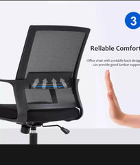 Home Office Chair Ergonomic Desk Chair Mid-Back Mesh Computer Chair Lumbar Support Comfortable Executive Adjustable Rolling Swivel Task Chair with Armrests,Black