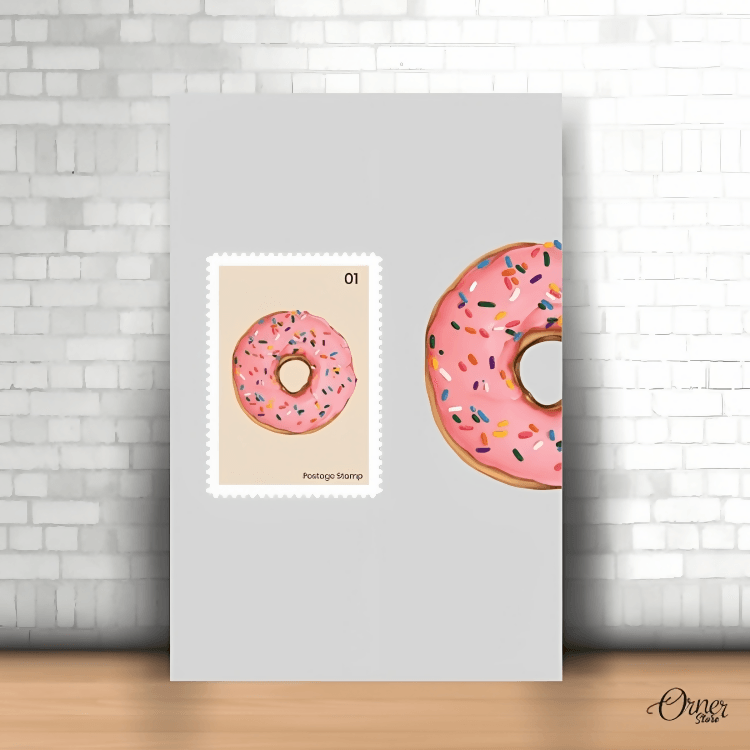 Home Decor & Wall Decor Painting Donut Postage Stamp Art | Food Poster Wall Art - ValueBox