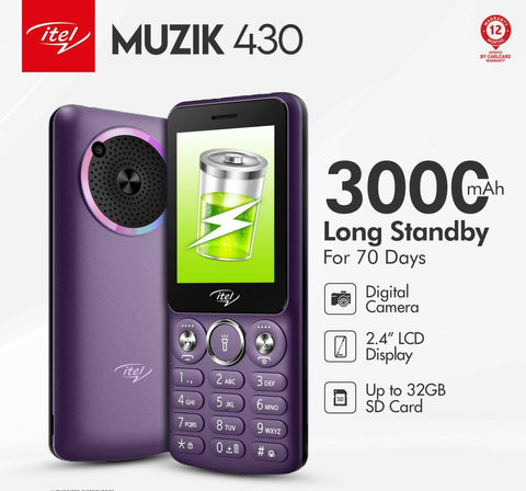 Itel Muzik 430 - Dual Sim - 3000 mAh Battery - Brand Warranty - ValueBox