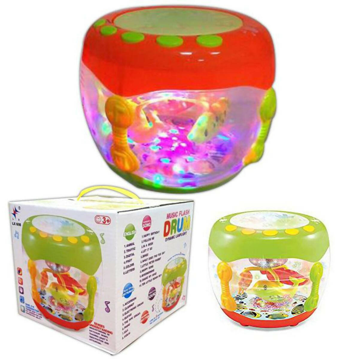 Big Musical Flash Drum with Lights and Nursery Rhymes