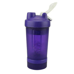 3 in 1 Sports Shaker Bottle For Gym - Storage & Pill Compartments - 450ml - Purple - ValueBox