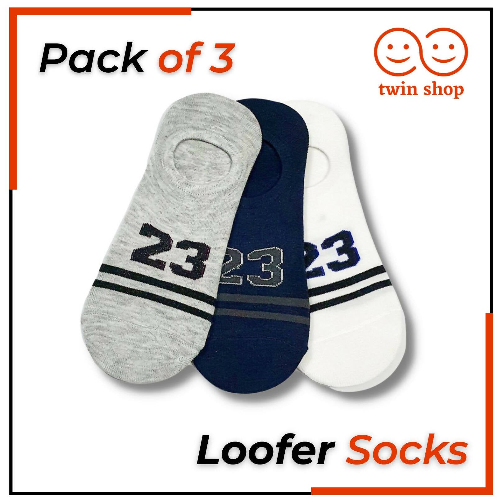 Pack of 3 Pairs Loafer Socks for Men & Women