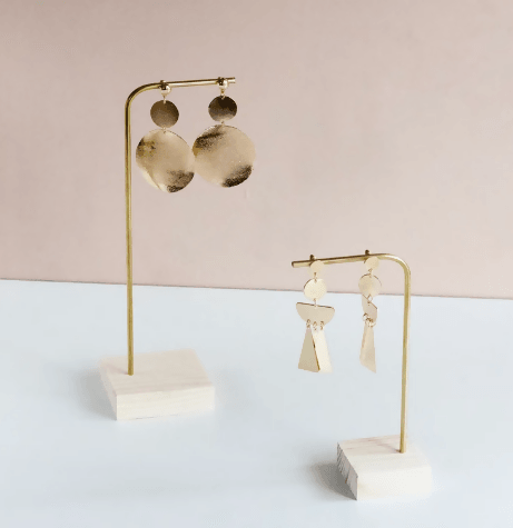1 pcs Earring display stand wood and Metal, Bar Earring Stand,