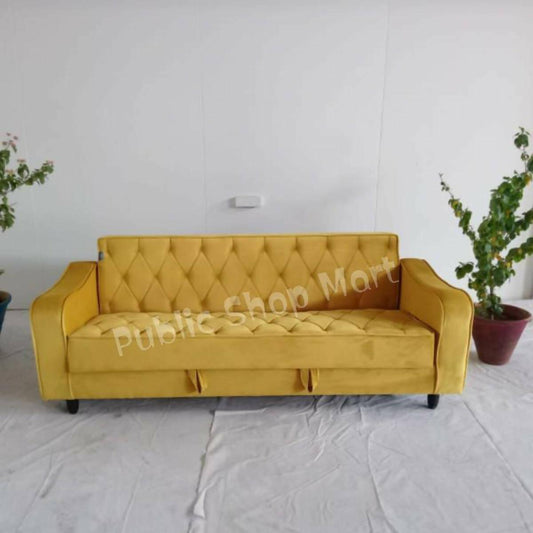 Sofa Combed Yellow 3 Seater Stylish Tafteen Design Colour Can be Customised - ValueBox