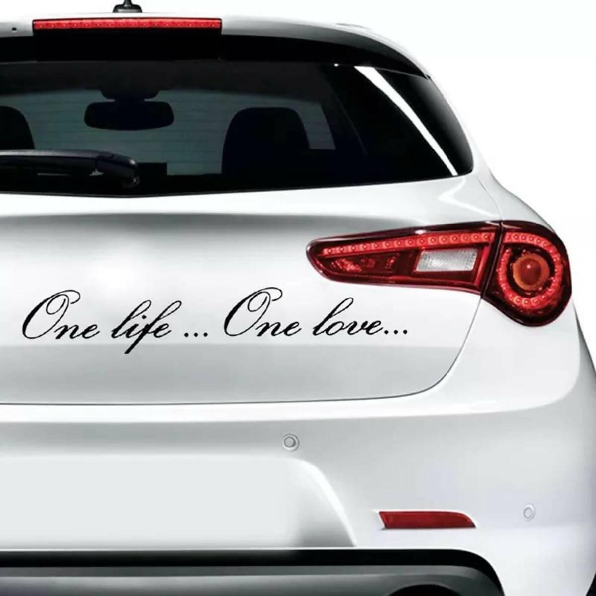 1PC (BLACK) Car Sticker Vinyl 10.6CM*58CM one life..one love.. Sticker Decal Funny 3D Sticker On Car Styling Creative Window Decal sticker emblem logo Car Sticker Accessories Vinyl Decals Creative Decals Design Waterproof Auto Tuning Styling Bumper - ValueBox