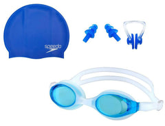 Pack of 3 - Swimming Glasses Goggles Nose Clip Ear Plug Set & Swimming Cap with Free Protective Case