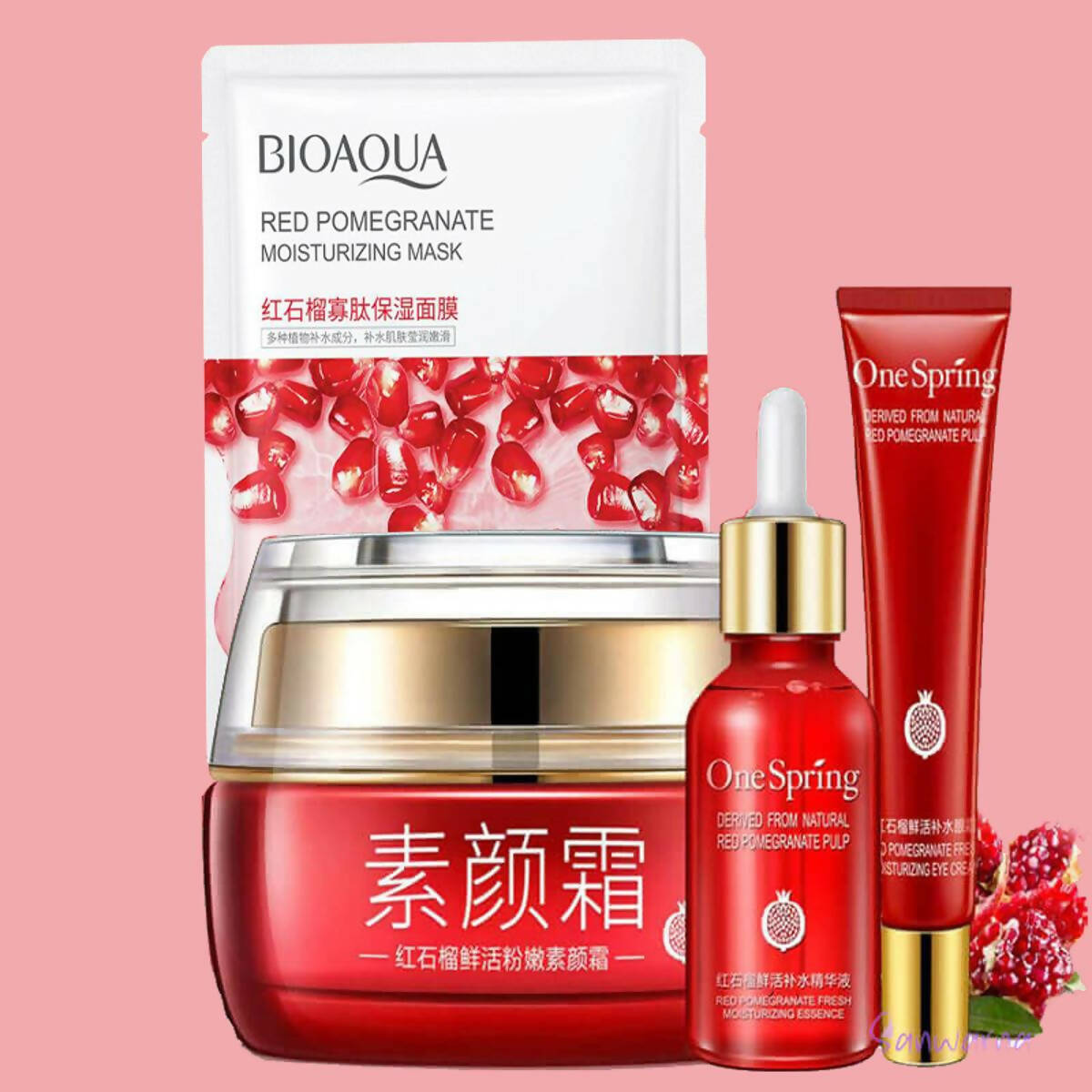 Bioaqua - Red Pomegranate 4 in 1 Skincare Shrink Pores Fresh Moisturizing Series