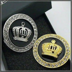 Taj / Crown Metal Emblem / Logo Round Shape Fancy Silver Color