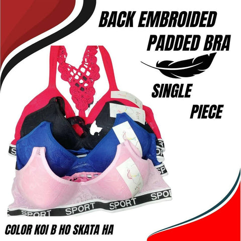 Back Embroidered Padded Bra - ValueBox