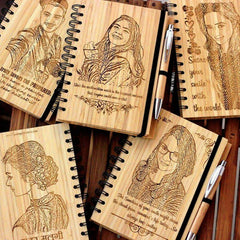 Wooden Customized Name & Picture Engraved Diary with Wooden Pen - ValueBox