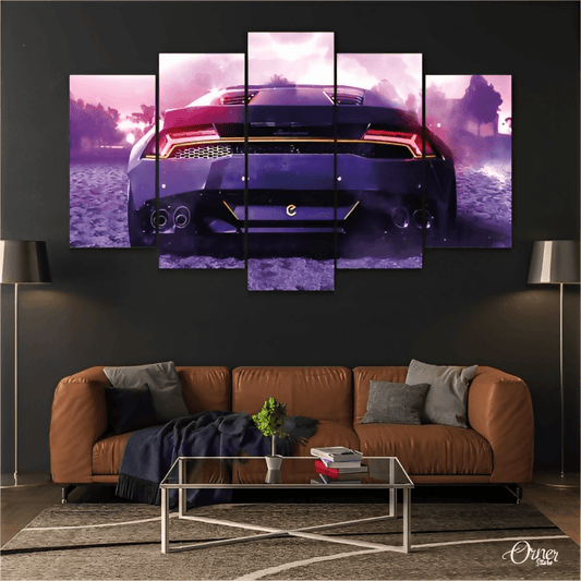 Home Decor & Wall Decor Painting Lamborghini Huracan Back View (5 Panels) | Car Wall Art - ValueBox