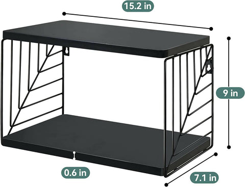 Night Stand Unistyle Floating- Modern Black Wall Mounted Nightstand 2 Tier Floating Wall Shelf Floating Shelves - ValueBox