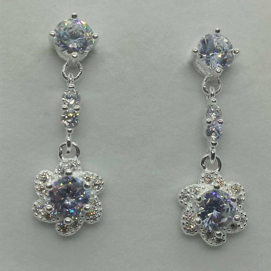 Pure Silver White Diamond Italian Earrings Model