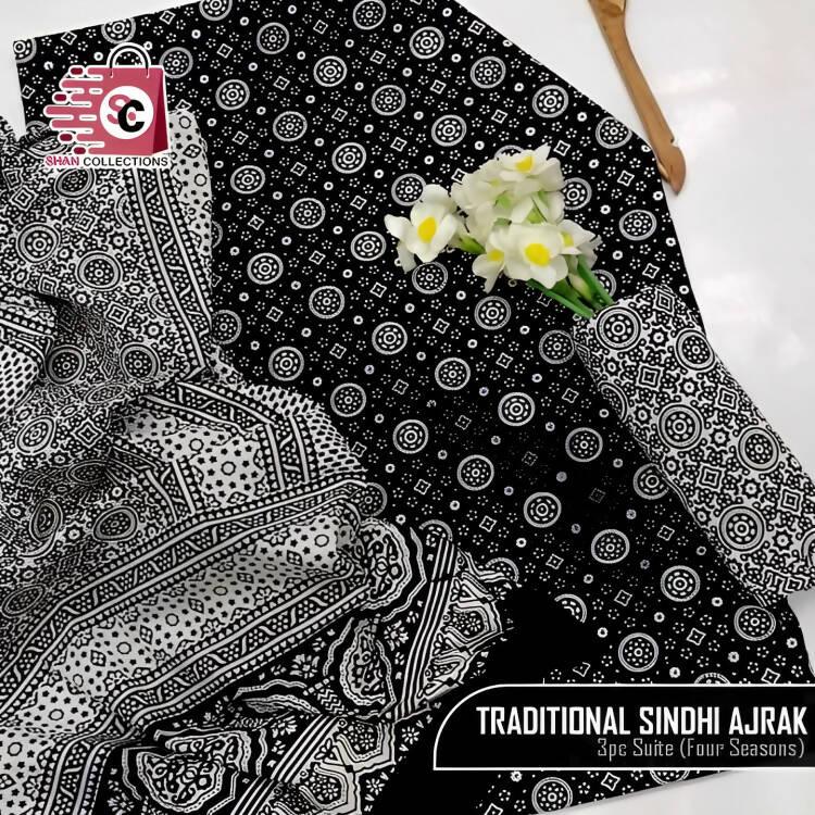 Traditional Sindhi Cotton Ajrak 3pc - ValueBox