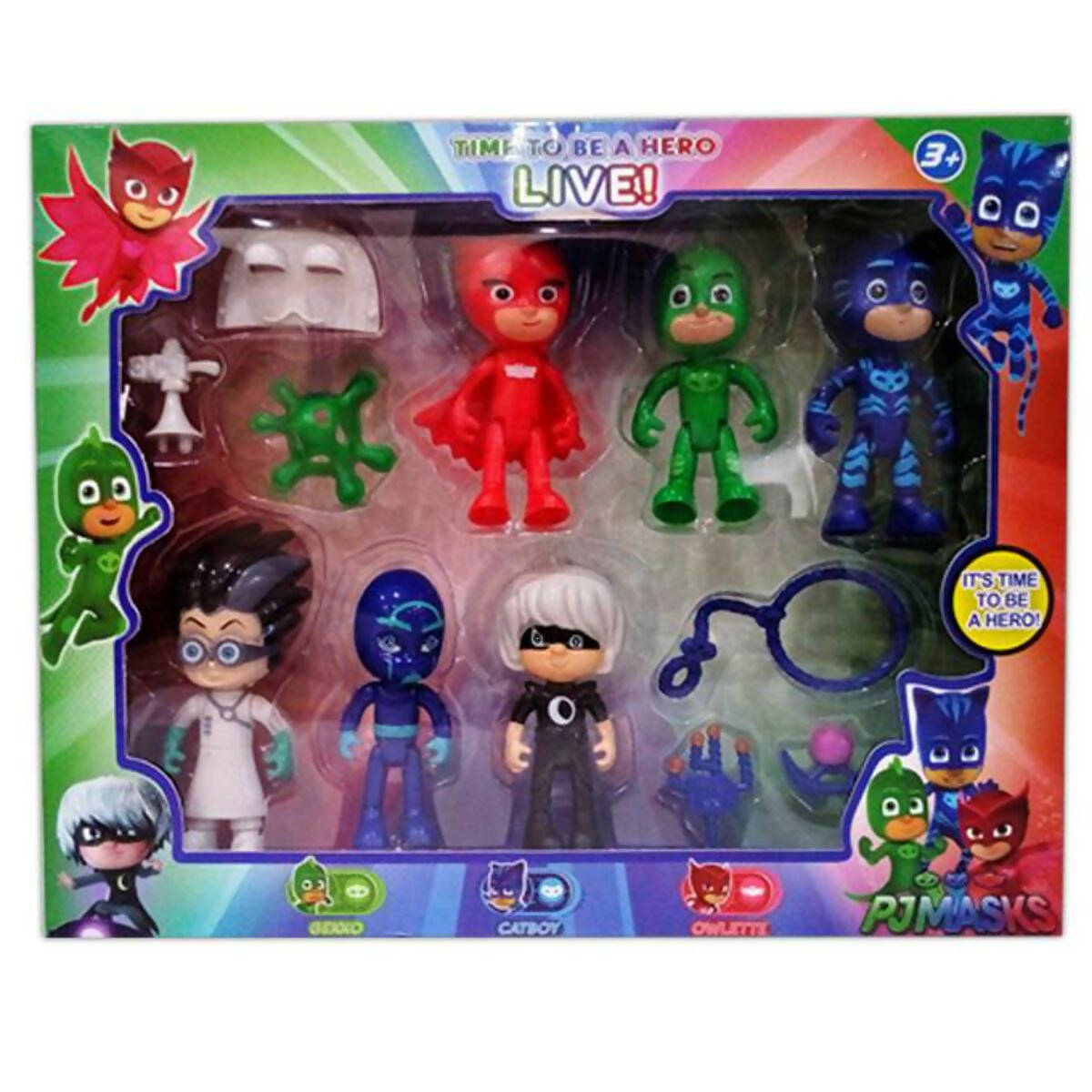 PJ Masks 6 Action Figures and Accessories Set – 4 inches